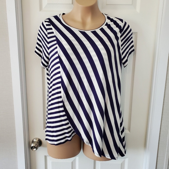 Cato Tops - Cato Striped Short Sleeve Top